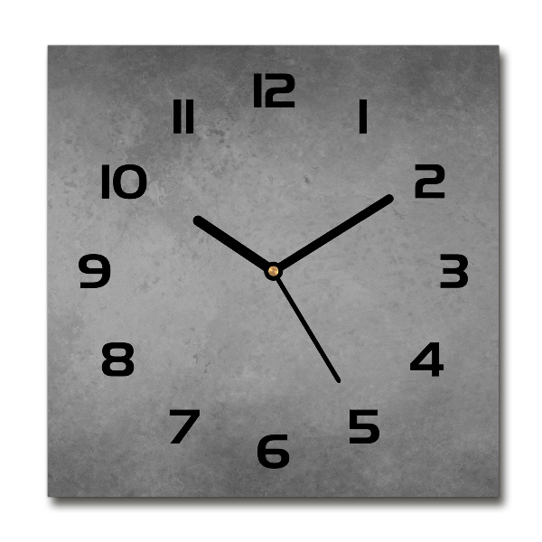 Square glass wall clock Concrete background