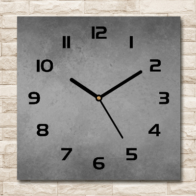 Square glass wall clock Concrete background