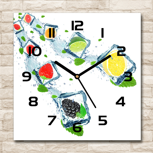 Square wall clock Fruit in cubes