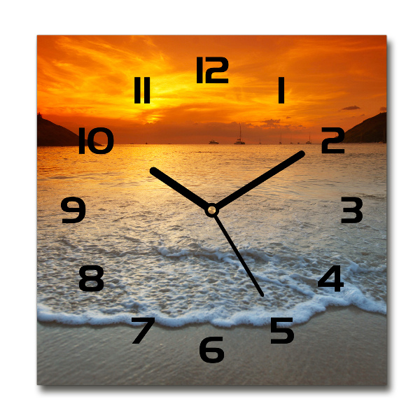 Square kitchen clock Sunset sea