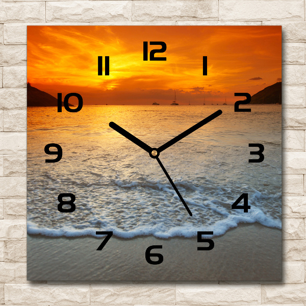 Square kitchen clock Sunset sea