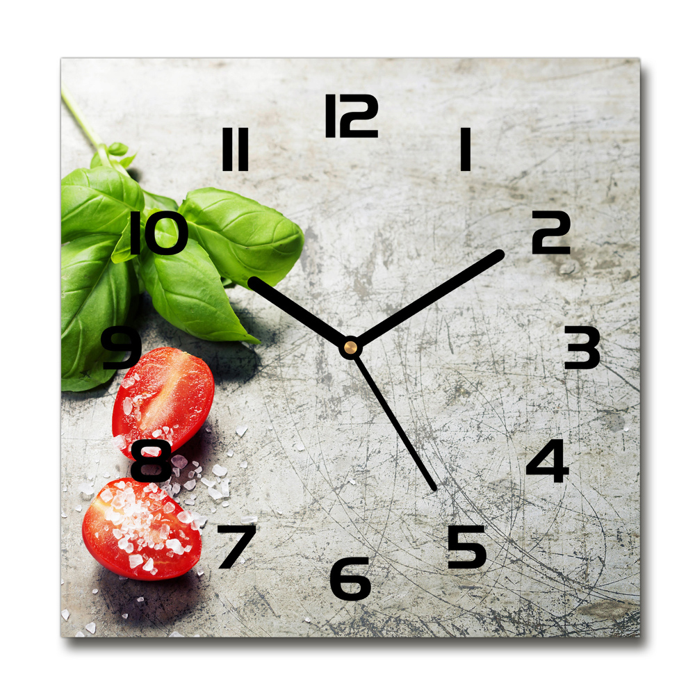 Square wall clock Tomatoes and basil