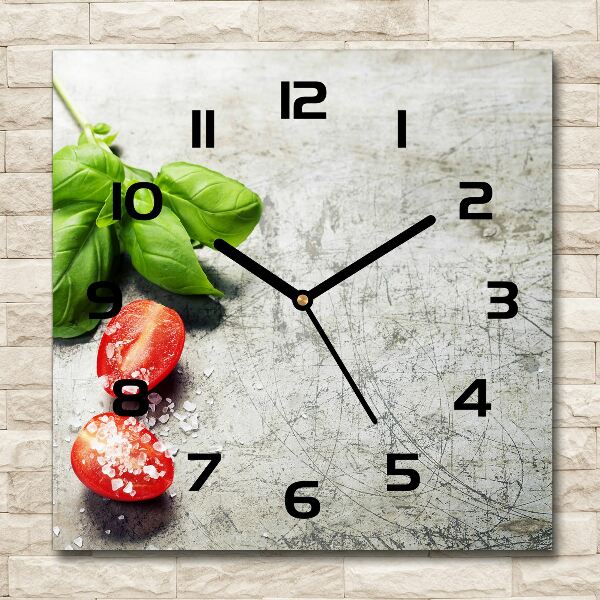 Square wall clock Tomatoes and basil