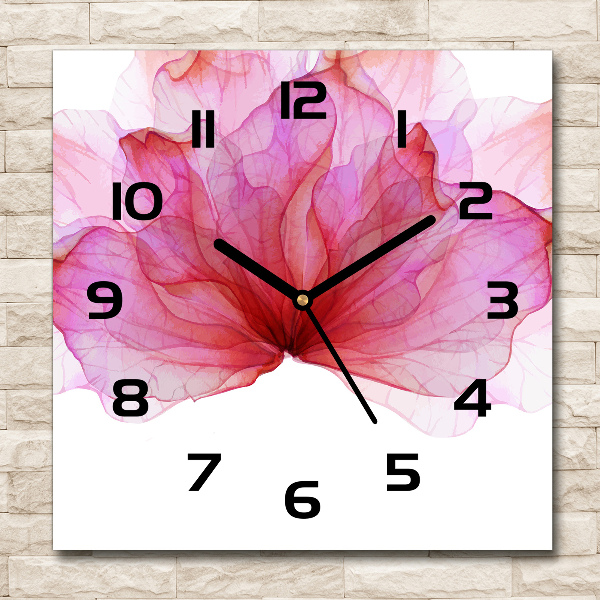 Square wall clock Pink flower