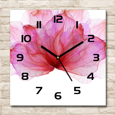 Square wall clock Pink flower