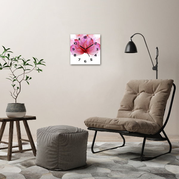 Square wall clock Pink flower