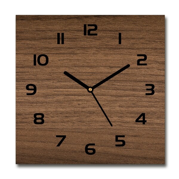 Square glass wall clock Wooden background