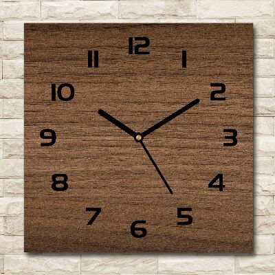 Square glass wall clock Wooden background