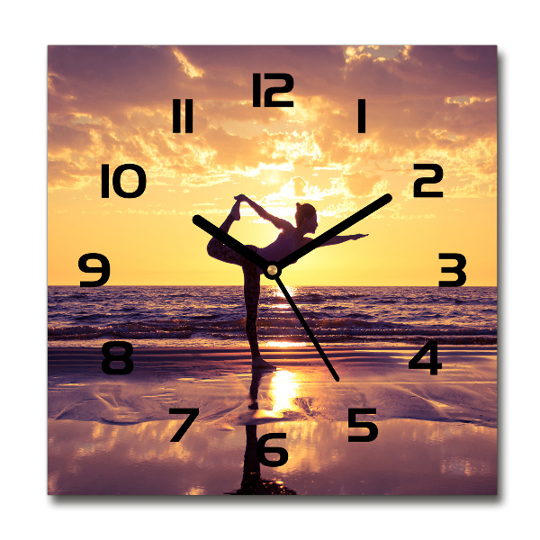 Square wall clock Yoga on the beach