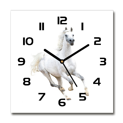 Square wall clock White Arabic horse