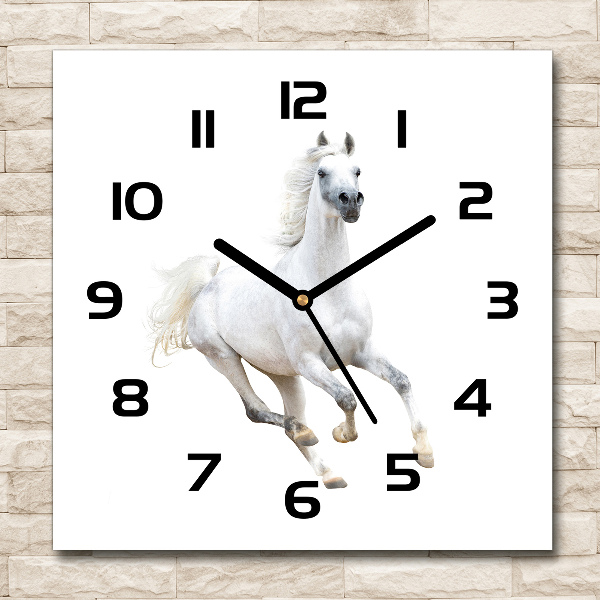 Square wall clock White Arabic horse