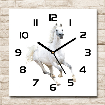 Square wall clock White Arabic horse