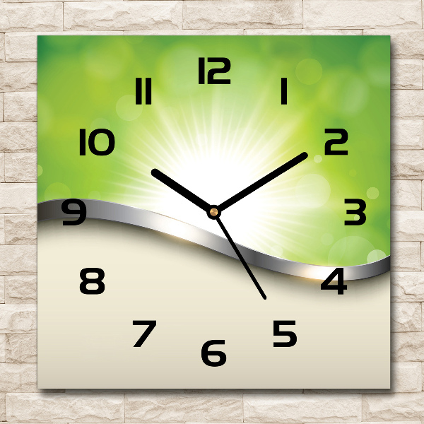 Square wall clock Green abstraction