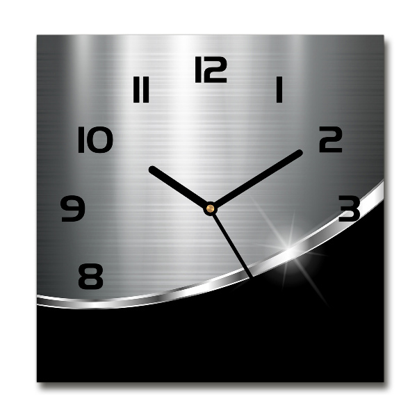 Square glass wall clock Metal abstraction