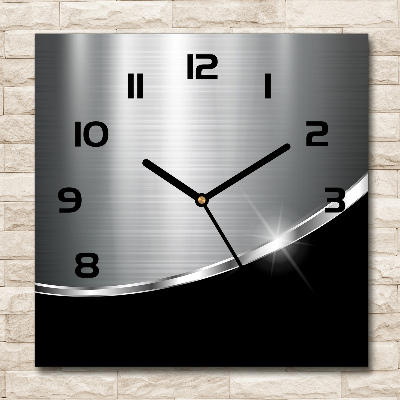 Square glass wall clock Metal abstraction