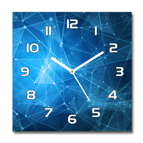 Square kitchen clock Blue lines