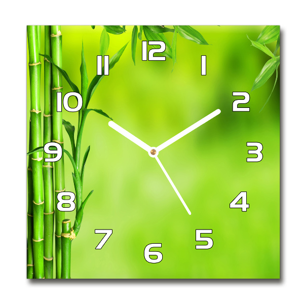 Square glass wall clock Bamboo