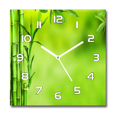 Square glass wall clock Bamboo