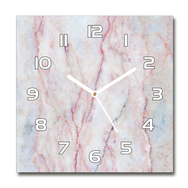 Square glass clock Marble