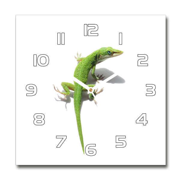 Square wall clock Green lizard