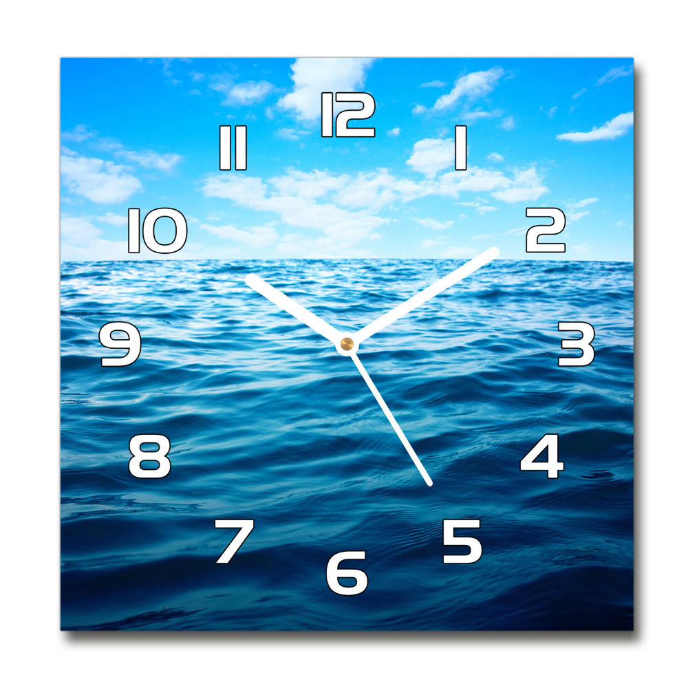 Square glass wall clock Sea water