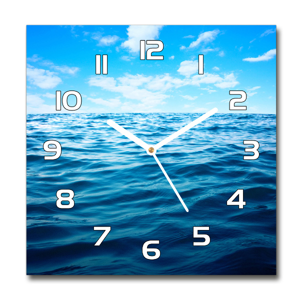 Square glass wall clock Sea water