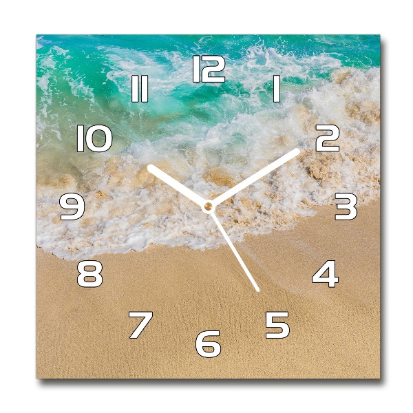 Square glass wall clock Beach and sea