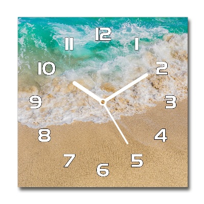 Square glass wall clock Beach and sea