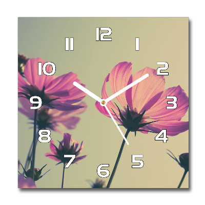 Square wall clock Pink flowers