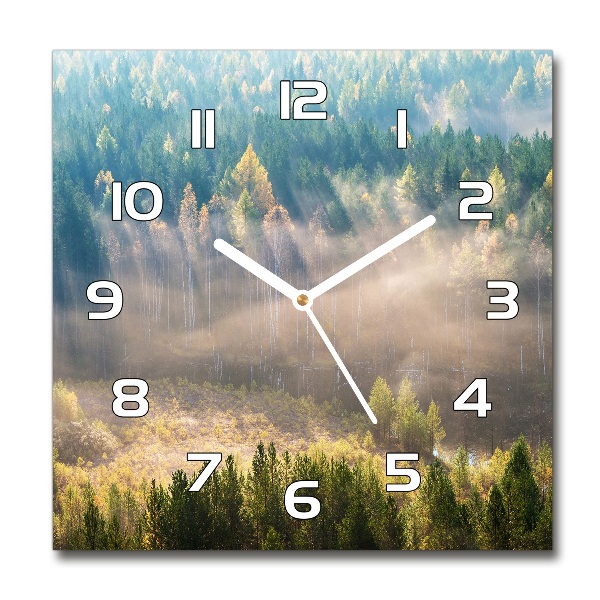 Square kitchen clock Fog in the forest