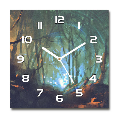 Square wall clock Mystical forest