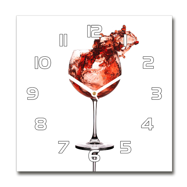 Square glass clock A glass of wine