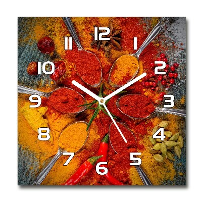 Square glass wall clock Spices