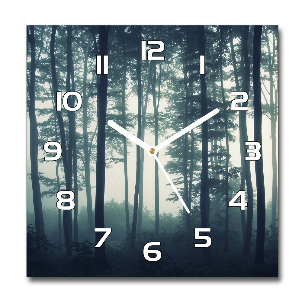 Square wall clock Fog in the forest