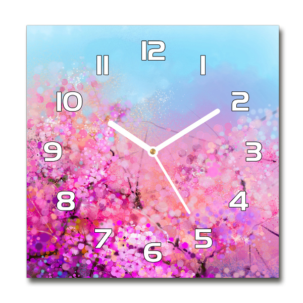 Square wall clock Cherry blossoms