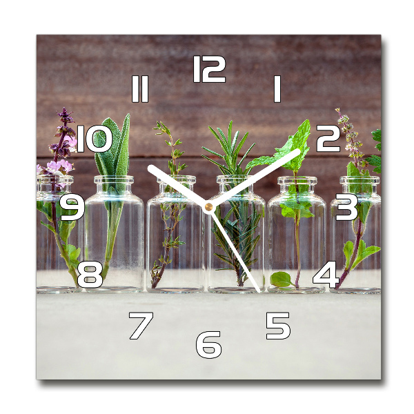 Square wall clock Plants in jars