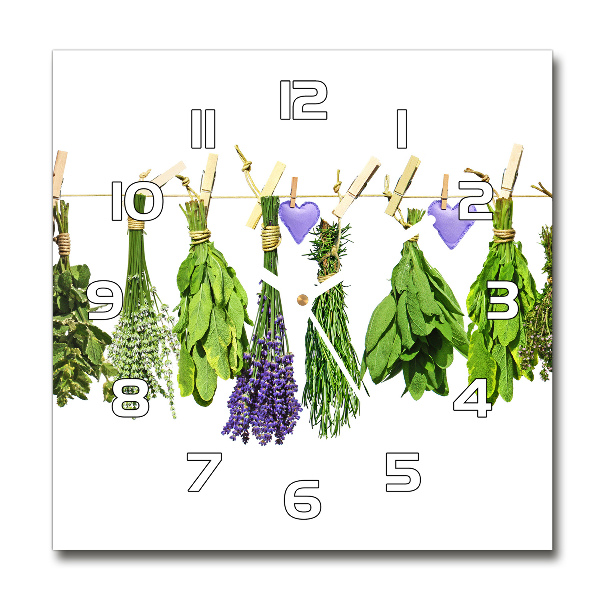 Square wall clock Herbs on a string