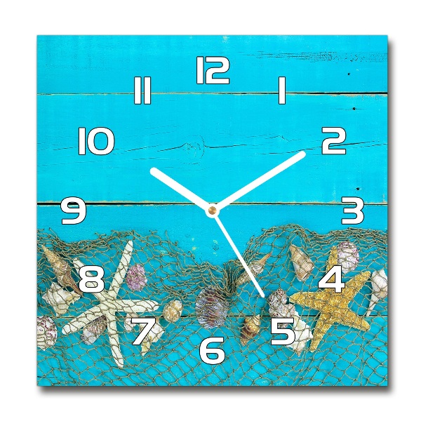 Square kitchen clock Starfish and shells