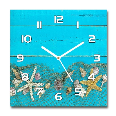 Square kitchen clock Starfish and shells