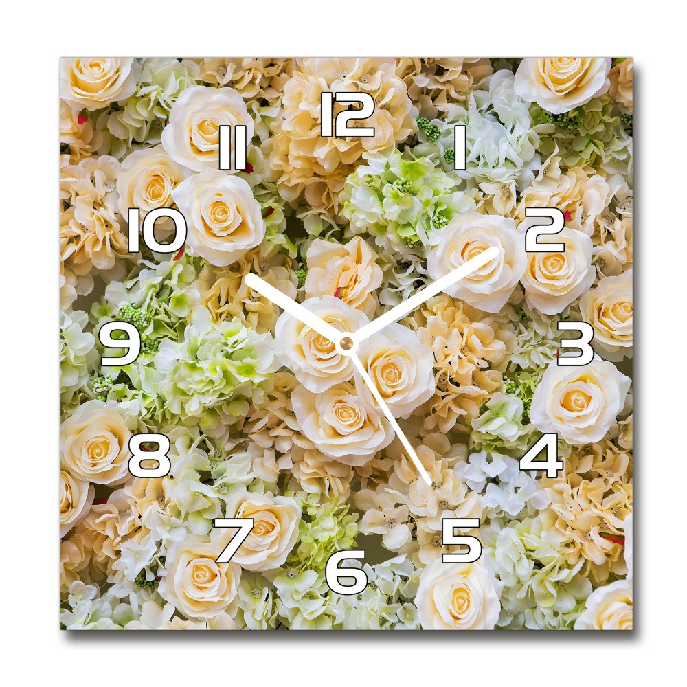 Square wall clock Roses