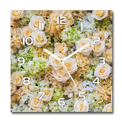 Square wall clock Roses