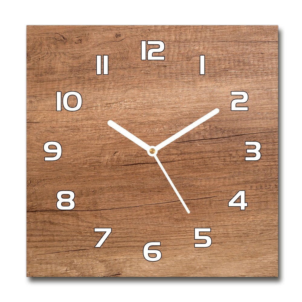 Square wall clock Wooden background