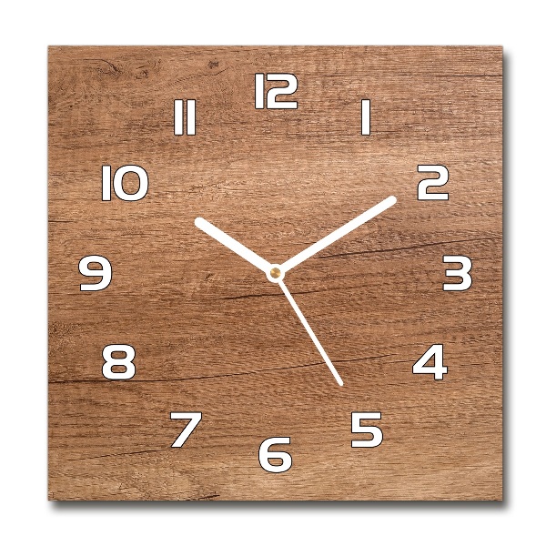 Square wall clock Wooden background