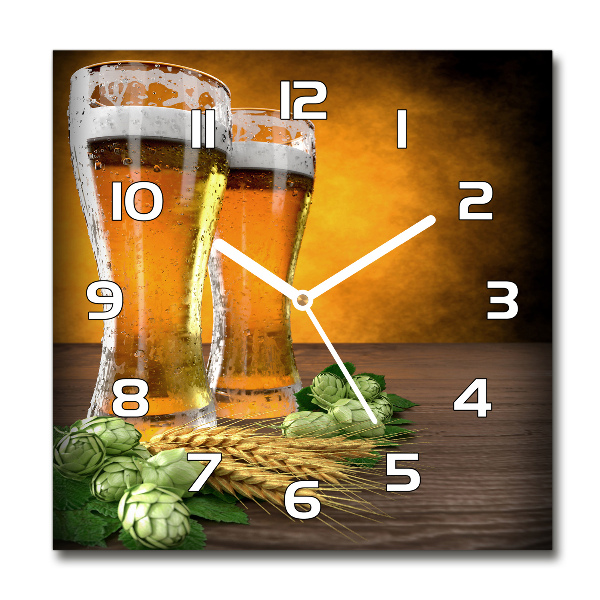 Square wall clock Two glasses of beer