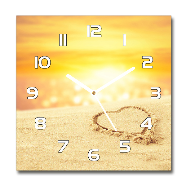 Square wall clock Heart in the sand