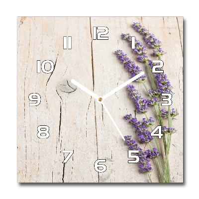 Square wall clock Lavender on wood