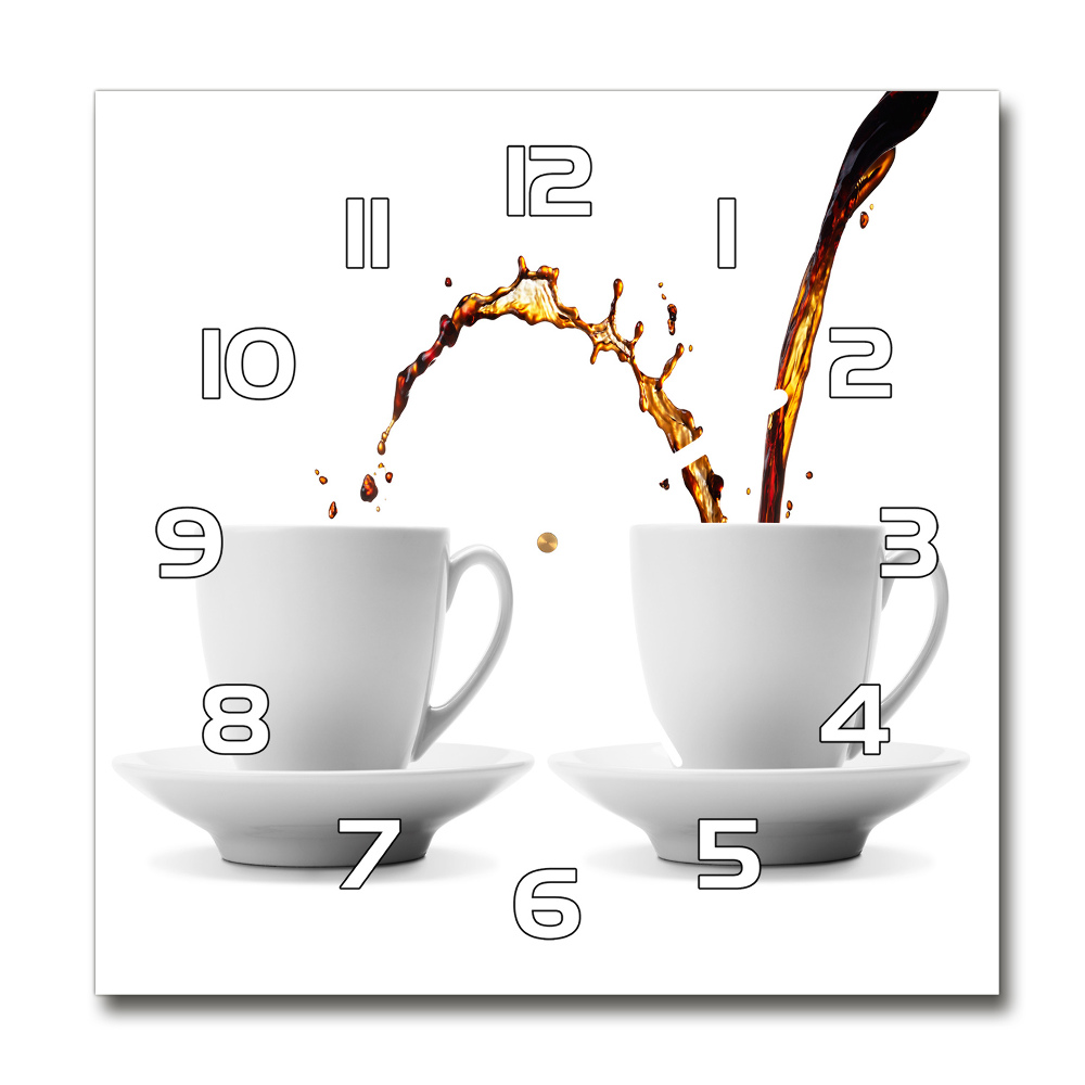 Square wall clock Pouring coffee