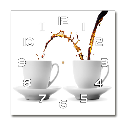 Square wall clock Pouring coffee