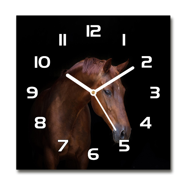 Square wall clock Brown horse