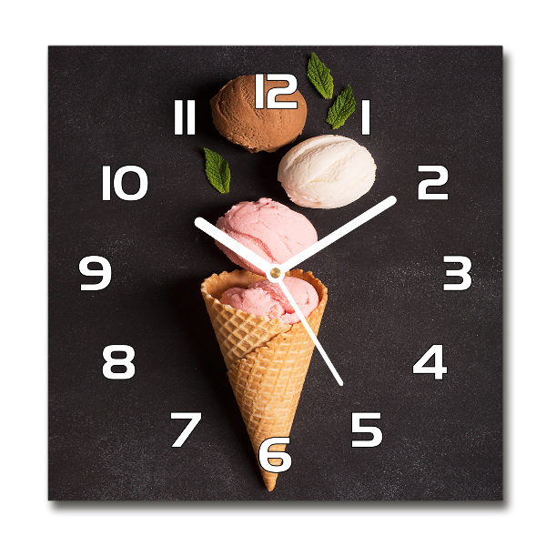 Square glass clock Ice cream